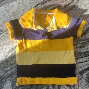 Yellow and Navy Striped Kids Polo Shirt